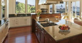 Modern kitchen with light wood island